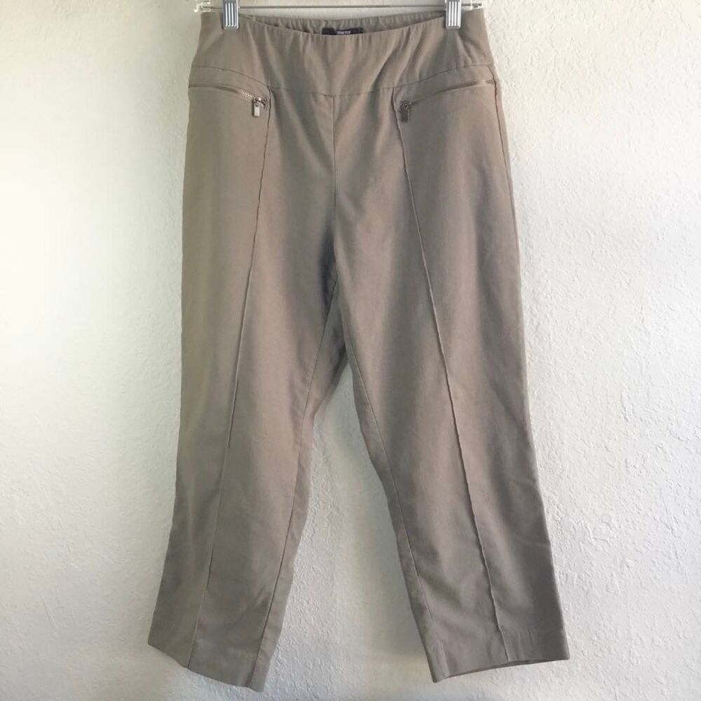 Style & Co Stretchy Beige Zipper Pocket Summer Casual Retro‎ Cropped Pants M